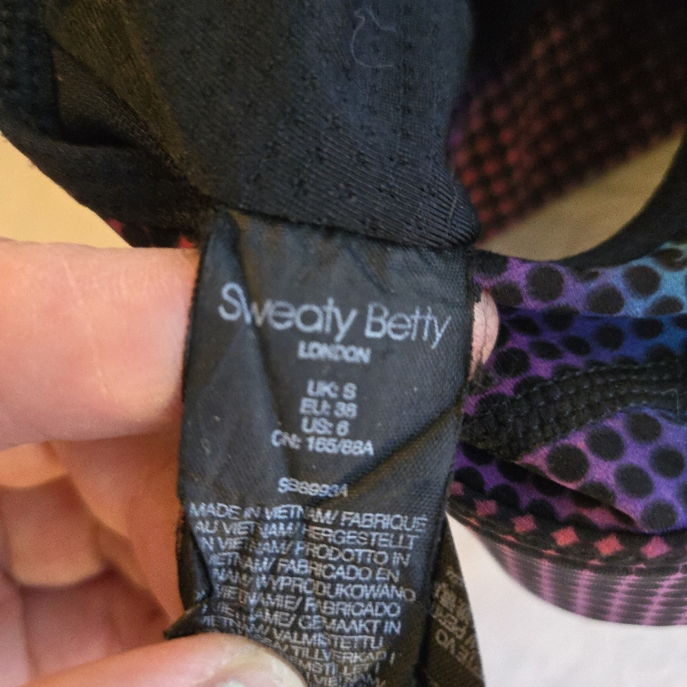 Sweaty Betty Power Medium Impact Black Gradient Neon Dot Sports Bra NAT1 - Picture 5 of 10